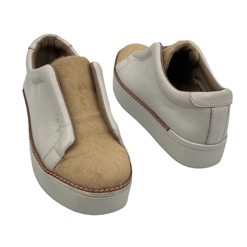 Free People + M4DE Mage White Tan Leather Sneakers Size 6 Women’s